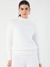 White Fur High Neck Sweater