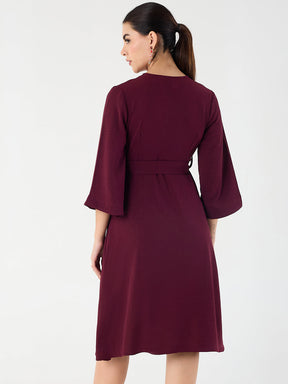 Wine Wrap Midi Dress