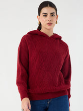 Cranberry Pointelle Hooded Sweater