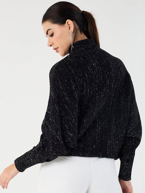 Black Lurex Kimono Sleeve Sweater