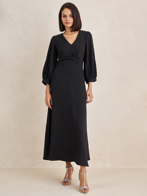 Black Front Twisted Maxi Dress