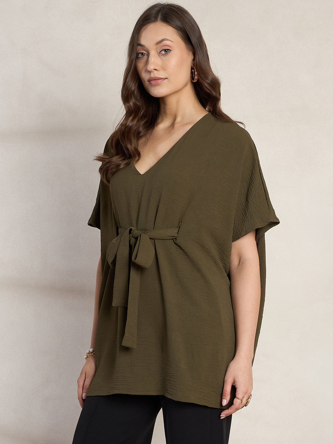 Olive Tie Up Kimono Top