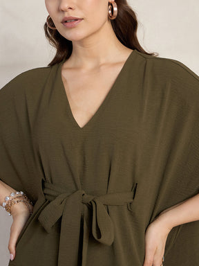 Olive Tie Up Kimono Top