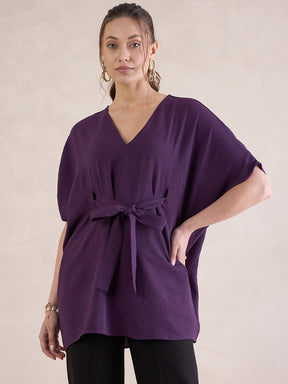 Purple Tie Up Kimono Top