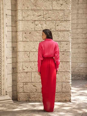 Ruby Red Marseille Draped Skirt