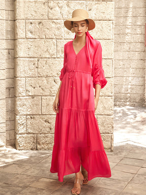 Fuschia Pink Eze Multi Layered Dress