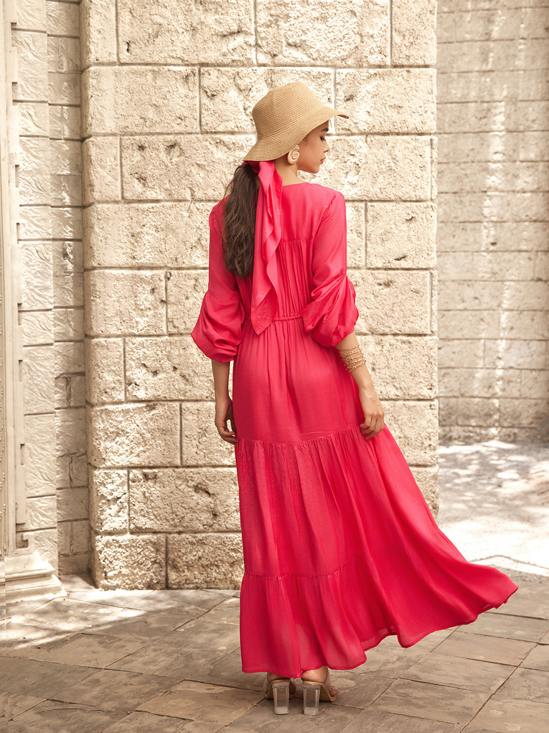 Fuschia Pink Eze Multi Layered Dress